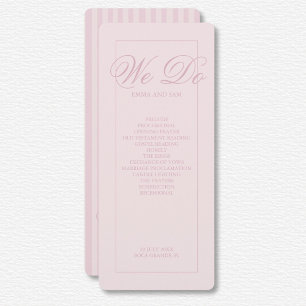 Élégant programme de mariage rose rayures