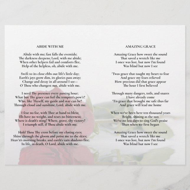 Élégant programme de mariage rouge Rose Insérer -  (Devant)