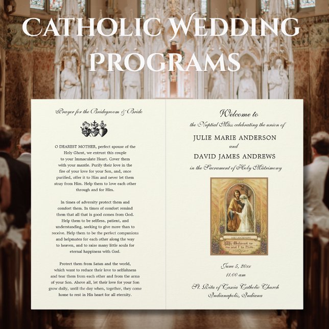 Élégant programme de messe Mariage catholique (Créateur téléchargé)