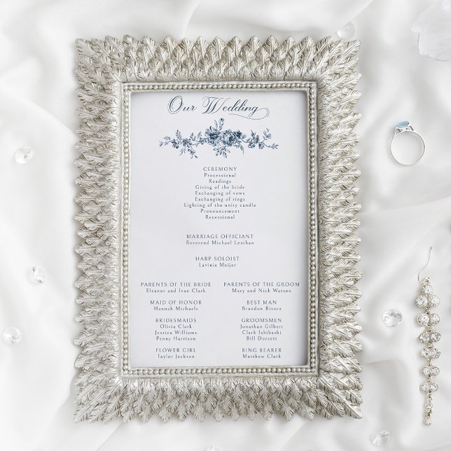 Élégant programme de tuiles florales bleues frança (Créateur téléchargé)