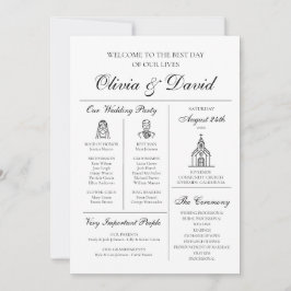 Élégant programme moderne unique de mariage infogr