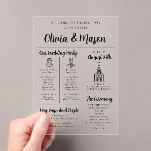 Élégant programme moderne unique de mariage infogr