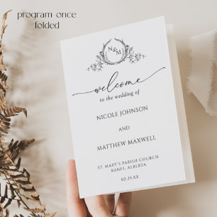 Élégant programme Plié Mariage Monogramme
