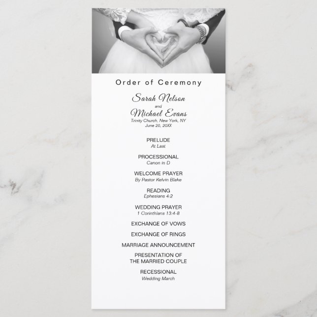 Élégant programme traditionnel de mariage de photo (Devant)