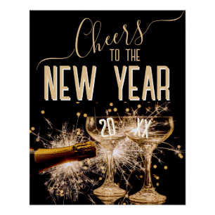 Elegant „Prost aufs Neue Jahr“ Poster