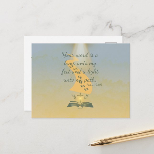 Elegant Psalm 119:105 Wasserfarbe Postkarte (Vorderseite/Rückseite Beispiel)