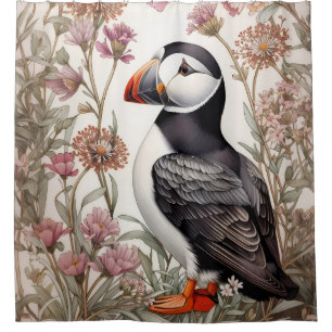 Elegant Puffin William Morris Inspiriert Duschvorhang