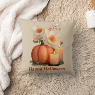 Elegant Pumpkin & Blume Halloween Kissen