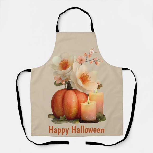 Elegant Pumpkin & Blume Halloween Schürze (Vorderseite)