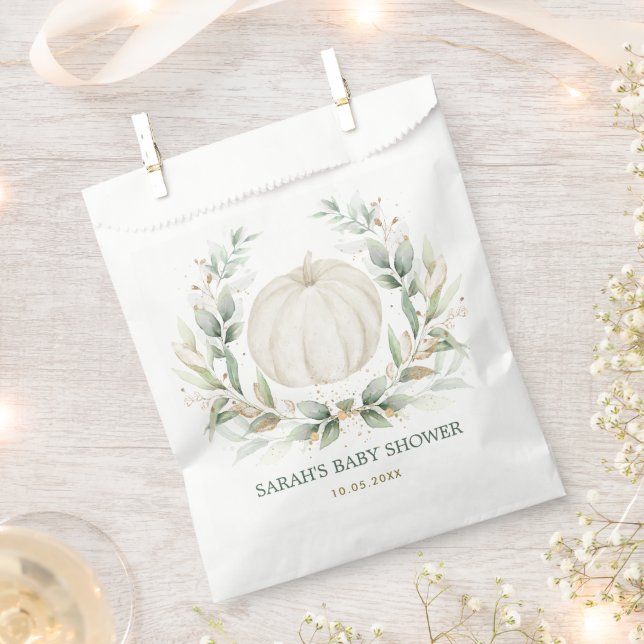 Elegant Pumpkin Eukalyptus Grüne Neutrale Dusche Geschenktütchen (Ausgeschnitten)