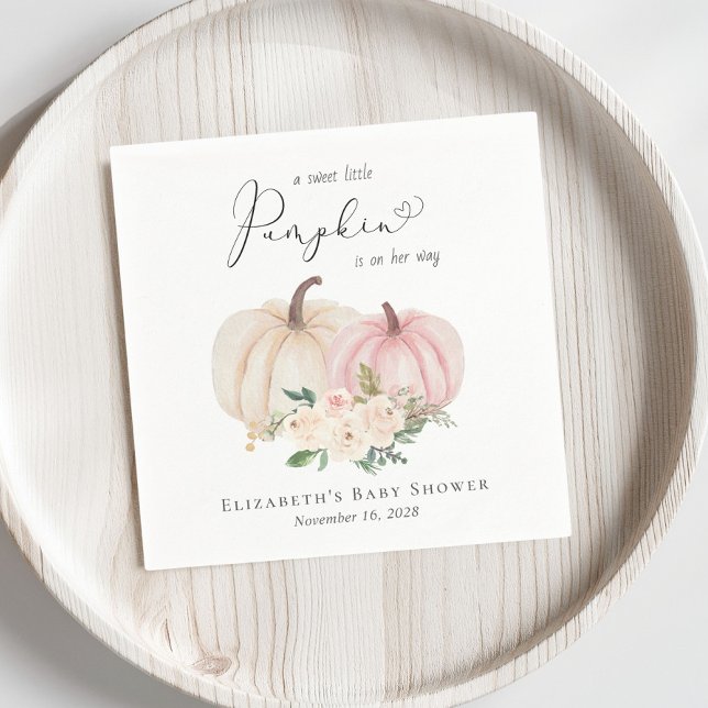 Elegant Pumpkin Floral Baby Girl Shower Serviette (Von Creator hochgeladen)