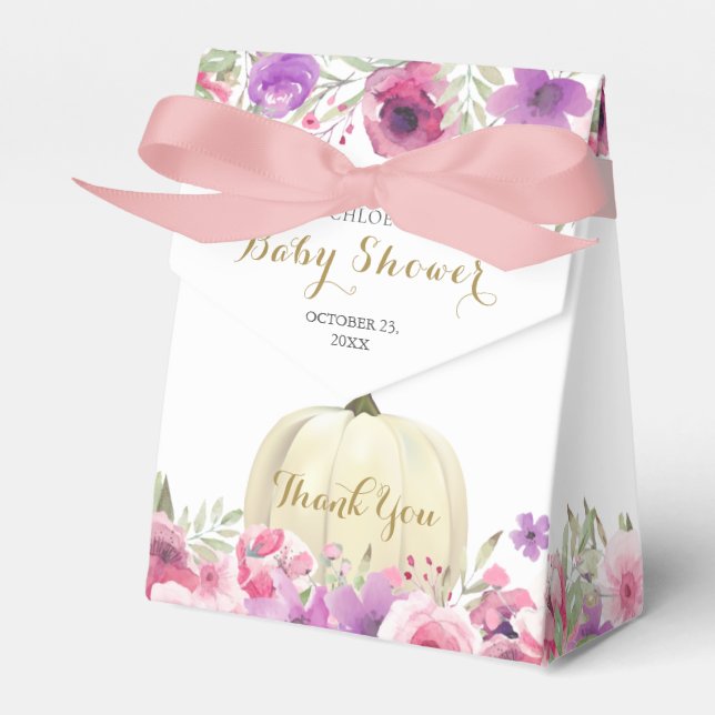 Elegant Pumpkin Floral Baby Shower Fevor Box Geschenkschachtel (Vorderseite)