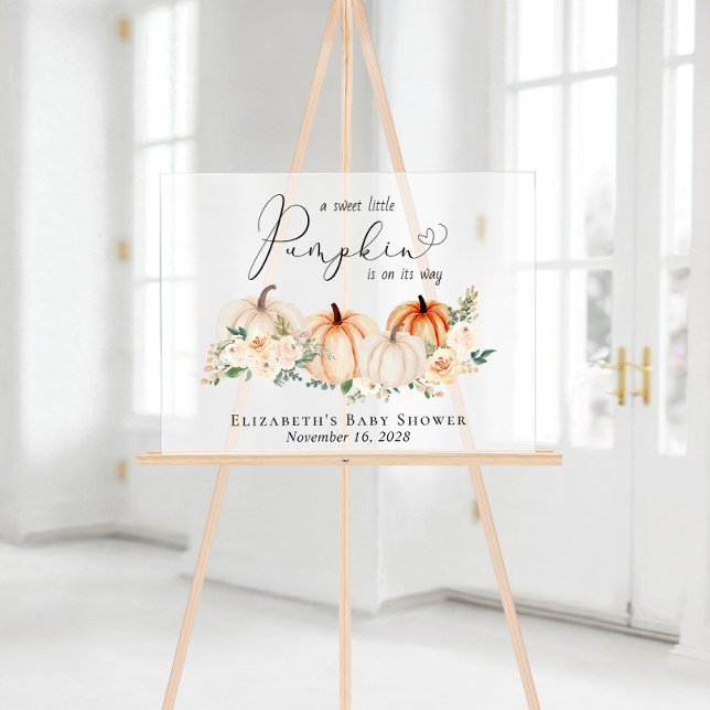 Elegant Pumpkin Floral Baby Shower Willkommen Acrylschild (Von Creator hochgeladen)