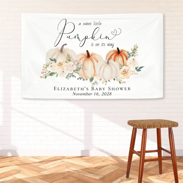 Elegant Pumpkin Floral Baby Shower Willkommen Banner (Von Creator hochgeladen)