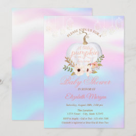 Elegant Pumpkin, florale Holographic Baby Shower Einladung