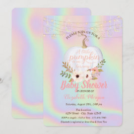 Elegant Pumpkin, florale Holographic Baby Shower Einladung