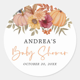 Elegant Pumpkin Herbst Blume Pumpkin Baby Dusche Runder Aufkleber