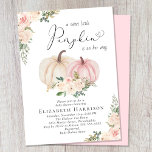 Elegant Pumpkin Pink Floral Baby Girl Dusche Einladung<br><div class="desc">Eine elegante Duschbox mit "einem süßen Kürbis ist auf dem Weg" in der modernen weichen grauen Typografie und ein Drehbuch mit einem Herzschlag und Aquarellfarben aus rosa und cremefarbenen Kürbissen und Blumenbouquets.</div>