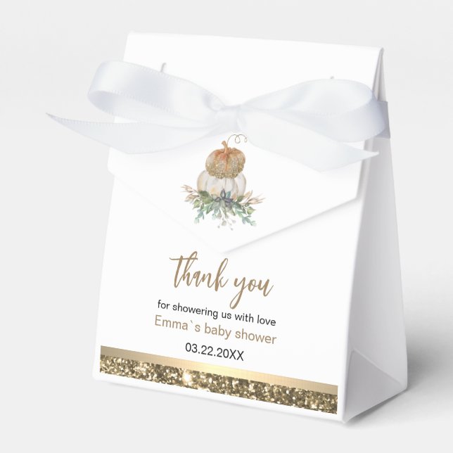 Elegant Pumpkin White und Gold Vielen Dank Geschenkschachtel (Vorderseite)