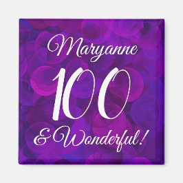 Elegant Purple 100 and Wonderful Birthday Magnet