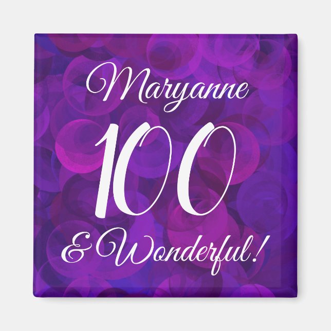 Elegant Purple 100 and Wonderful Birthday Magnet (Vorne)