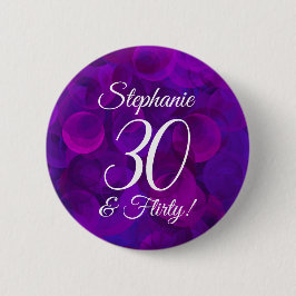 Elegant Purple 30 and Flirty Birthday Party Button