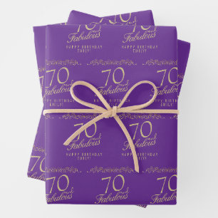 Elegant Purple 70 und Fabelhaft 70. Geburtstag  Geschenkpapier Set