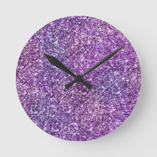 Elegant Purple Abstract Stylish Chic Pattern Runde Wanduhr