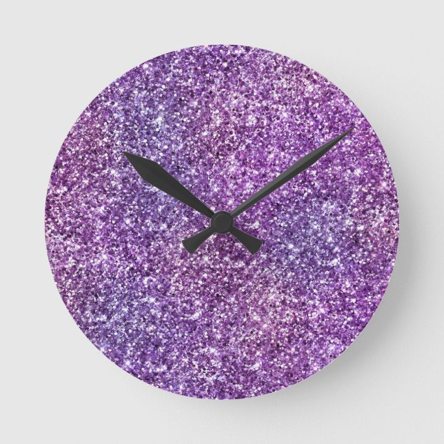 Elegant Purple Abstract Stylish Chic Pattern Runde Wanduhr (Vorderseite)