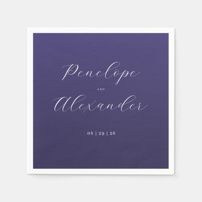 Elegant Purple Calligraphy Serviette (Vorderseite)