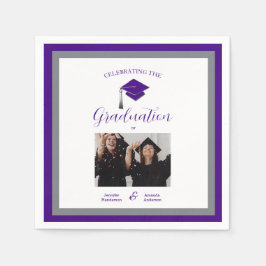 Elegant purple caps graduation  2 photo  serviette