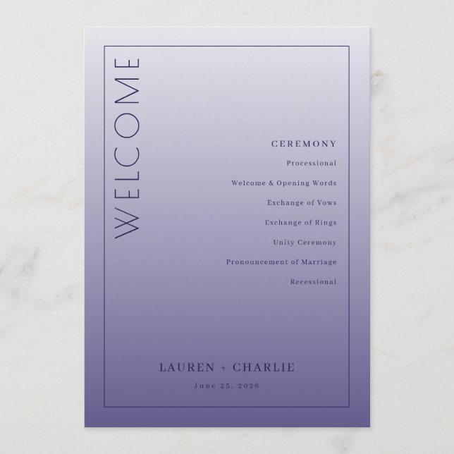 Elegant Purple Ceremony Program Programm (Vorderseite)