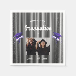 Elegant purple double graduation  2 photo  serviette