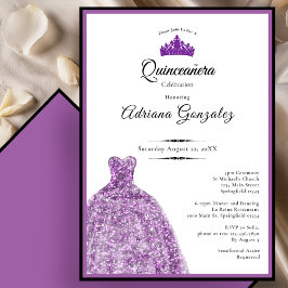 Elegant Purple Dress 15th Birthday Quinceanera Einladung