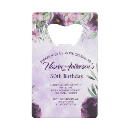 Elegant Purple Floral Birthday Invitation