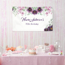 Elegant Purple Floral Birthday Invitation