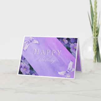 Elégant Purple Floral Bonne Carte d'Anniversaire