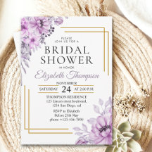 Elegant Purple Floral Bridal Shower Party