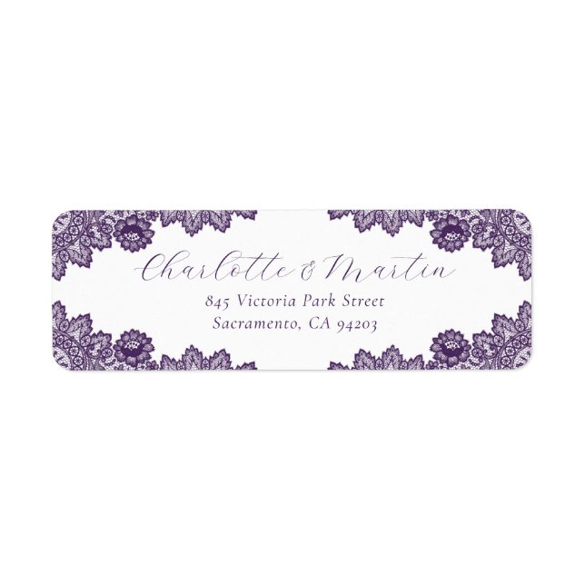 Elegant Purple Floral Lace Return Address (Vorne)