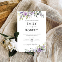 Elegant Purple Floral Wedding Invitation