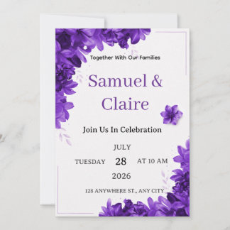 Elegant Purple Floral Wedding Invitation Einladung