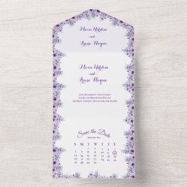 Elegant purple flower  all in one einladung