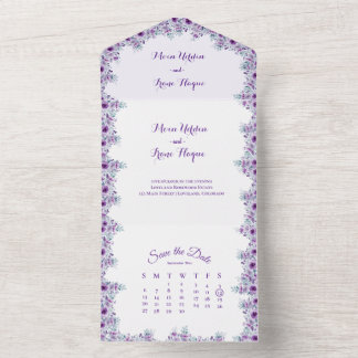 Elegant purple flower  all in one einladung