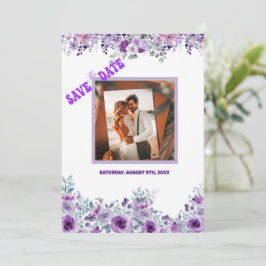 Elegant purple flower save the date