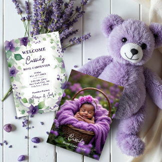  Elegant Purple Garland Flowers Photo Birth Baby Ankündigung