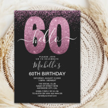 Elegant Purple Glitter "Hello 60" Birthday
