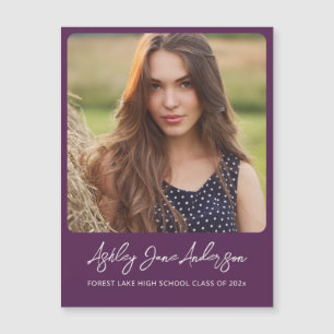 Élégant Purple Graduation Photo Carte magnétique