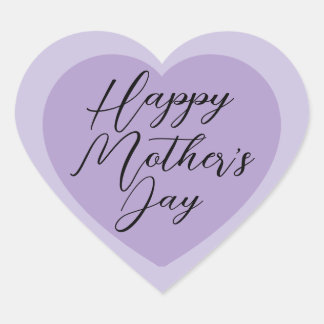 Elegant Purple Happy Mother's Day Herz-Aufkleber
