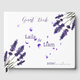 Elegant Purple Lavender Floral Wedding Gästebuch