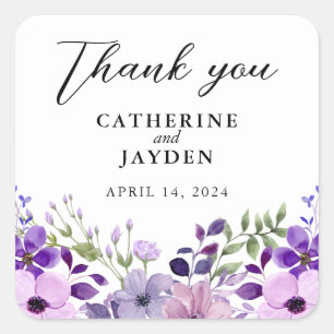 Elegant Purple Love Quadratischer Aufkleber